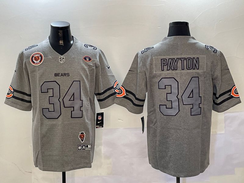 Men Chicago Bears #34 Payton Grey Throwback 2024 Nike Limited NFL Jersey style 5->chicago bears->NFL Jersey